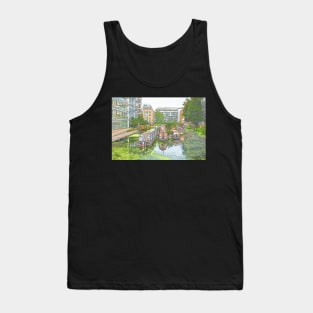 Colour Sketch Kingsland Basin, Regent's Canal, Hackney, East London Tank Top